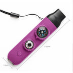 Multifunctional Survival Emergency Whistle for Kids with Compass Hiking Survival (rose purple2pcs)