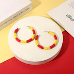 Game Day Earrings Football Baseball Earrings for Women Sports Team Heishi Hoop Earring Football Accessories Outfits Cheer Mom Essentials Fall Sports Must Haves Cheer Gifts (Red Yellow)