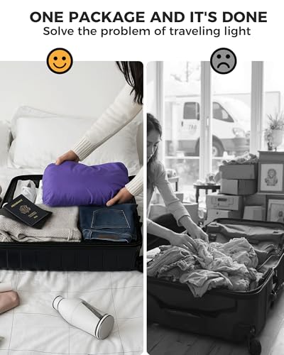 Compression Travel Laundry Bag for Dirty Clothes (Purple / Medium)