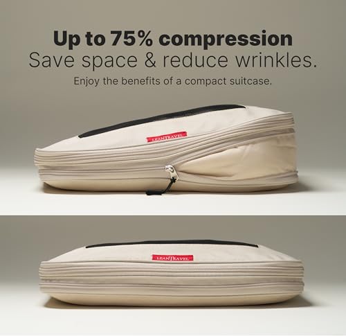 Premium Compression Packing Cubes for Travel (Sand / 6 pack)