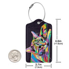 Cat Leather Luggage Tag with Stainless Steel Ring (2 PCS / Cat)