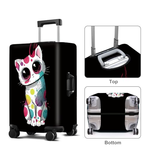Colorful Cat Luggage Cover Washable Suitcase Protector Anti (Colorful cat / L(28-30inch suitcase))