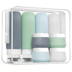 Travel Bottles for Toiletries 8 Pack (Bottle 3oz Jars 1oz / Morning Mist)