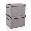 Large 42 Quarts Fabric Storage Bins with Lids [2 (Gray / Large - 2 Pack)