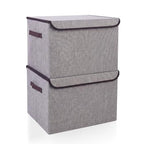Large 42 Quarts Fabric Storage Bins with Lids [2 (Gray / Large - 2 Pack)