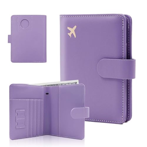 Premium Leather Passport Holder Covers Case (AIR-PURPLE)