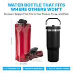 Collapsible Water Bottle with Carabiner (Burgundy / 34 Ounces)