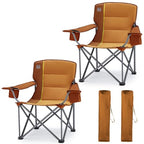 2 Pack Oversized Folding Camping Chair for Adults (Orange-2 Pack)