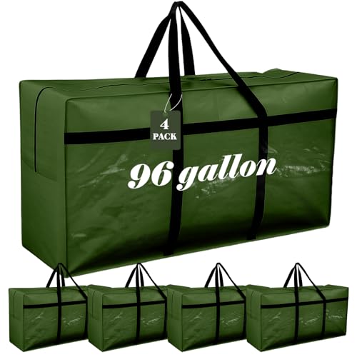4 Pcs 96 Gallon Extra Large Moving Bags Heavy Duty Storage Bag (96 Gallon / Green)