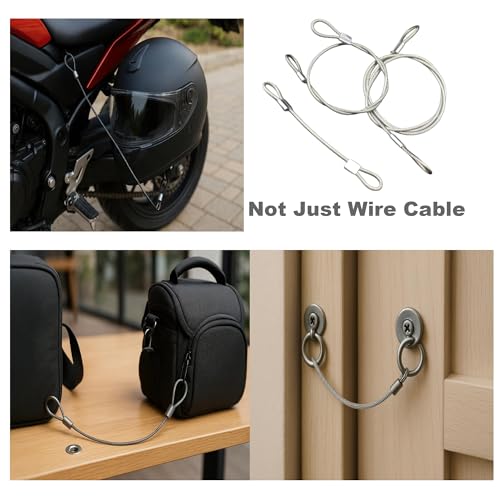 1/8"(3mm) Wire Diam Stainless Steel Cable Eyelets Loops Short Rope Lanyard Safety Tether Chain Lock with Vinyl Coated Cover, 10Pcs 20" Long Clear (20 inches - 10 Pcs / Clear-A)