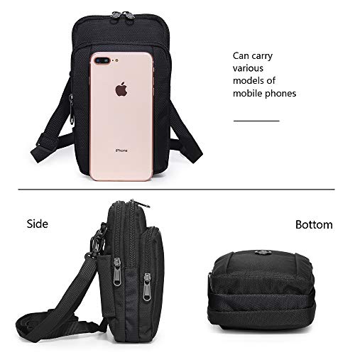 Senient Wolf Waterproof Nylon Multifunctional Phone Crossbody Waist Wallet Travel Passport Bag (Black)
