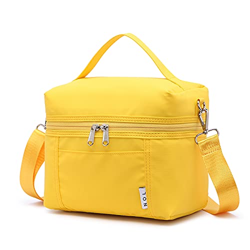 NOL Insulated Lunch Bags for Women Cooler Bag Lightweight Nylon Waterproof Lunch Box for Work (Yellow / Small (4 Liters))