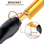 Electric Ceramic Hair Straightener and Curling Iron (Gold)