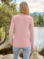 Long Sleeve Shirts for Women Casual Crewneck Tops Basic Tees (Large / 01pink)