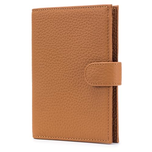 RFID Passport Holder Travel Wallet Compact for Women (Bright Brown)