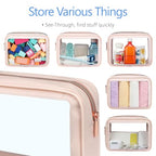 Clear Makeup Bag Travel (3 Pack Pink / TSA Specialist (3-Pack Medium - Soft))