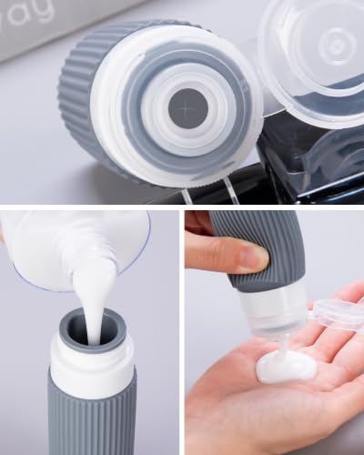 Travel Bottles for Toiletries 8 Pack (Bottle 3oz Jars 1oz / Morning Mist)