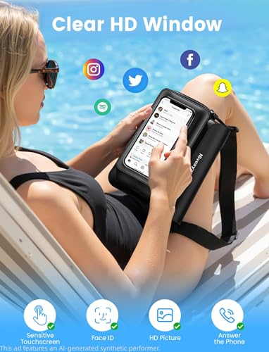 IPX8 Floating Waterproof Fanny Pack Holds Phone (Translucent black&translucent black)