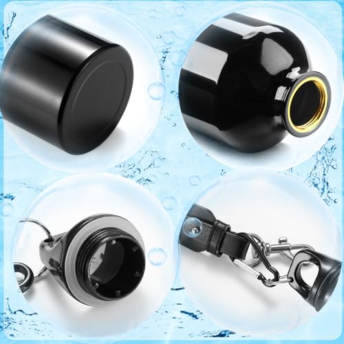 4 Pcs Aluminum Water Bottle 20 oz Reusable Bottles Lightweight Leak Proof Aluminum Sports Travel Bottles with Twist Cap Buckle for Gym (Black)
