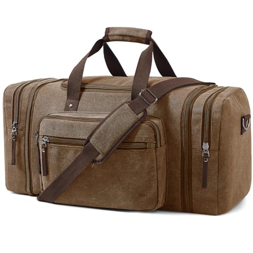 Large Canvas Duffle Bag for Travel (Coffee / 55L)