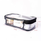 Portable Zippered Transparent Vinyl Travel Cosmetic Bag Clear PVC Makeup Kits Organizer Utility Pouch See Through Plastic TSA Approved Toiletry Carry Pouch (Clear)