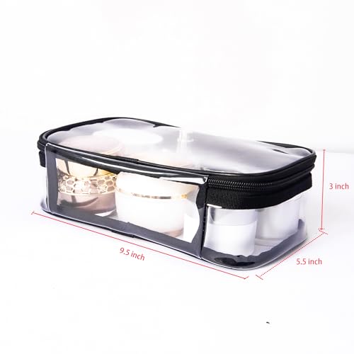 Portable Zippered Transparent Vinyl Travel Cosmetic Bag Clear PVC Makeup Kits Organizer Utility Pouch See Through Plastic TSA Approved Toiletry Carry Pouch (Clear)