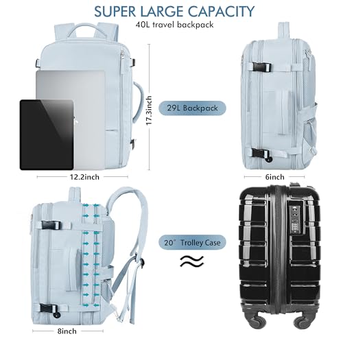 Travel Backpack for Men Women (Light-blue / X-Large)