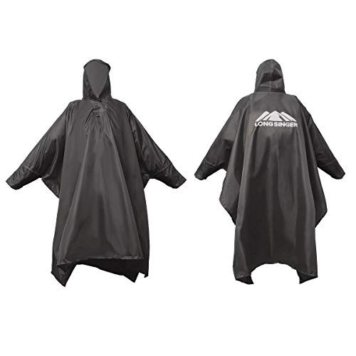 Rain Ponchos for Adults (Large Tall / Navy Blue)