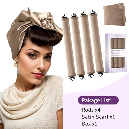 Heatless Curls Overnight Hair Curlers (Khaki(Pack of 4))