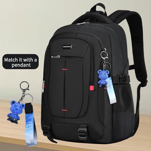 Backpack for School Boys Backpacks for Kids Camo Bookbag for Middle School Bags high school Waterproof Travel Back Pack (Medium (18.5*12.9*9 inches) / Black + (Pendant))