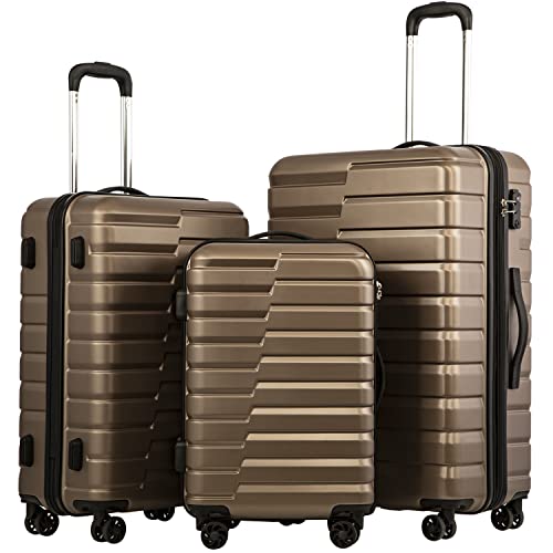 Lightweight Luggage with TSA Lock (3 Piece Set (20in/24in/28in) / Brown)