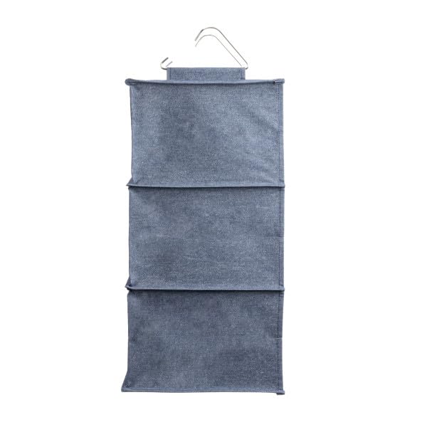 Hanging Cotton Blend Closet Organizer with 3 Storage Shelves (Denim)