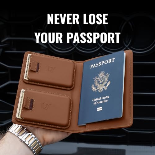 Passport Wallet with Holder for AirTag (Bourbon)