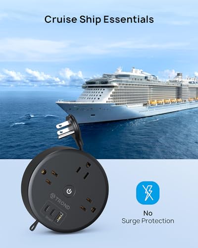 Retractable Power Strip. Extension Cord 5ft (5ft Fully Retractable Cord / 17W USB C / Black)