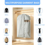 Garment Bag Lightweight Clear White PEVA Breathable Suit Bags with Study Full Zipper for Suit Clothes Storage Closet (Grey / 24''X43'')