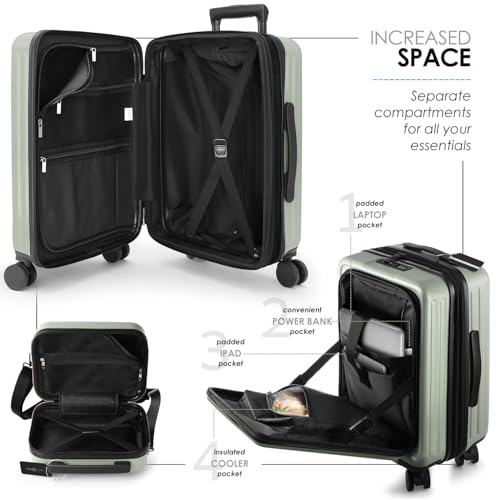 20 Inch Carry On Luggage 22x14x9 Airline Approved Suitcase (Carry-on 20 Inch / Sage Green)