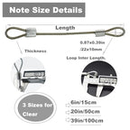 1/8"(3mm) Wire Diam Stainless Steel Cable Eyelets Loops Short Rope Lanyard Safety Tether Chain Lock with Vinyl Coated Cover, 10Pcs 20" Long Clear (20 inches - 10 Pcs / Clear-A)