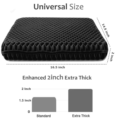 Gel Seat Cushion (Black / 16.5 x 14.5 x 2 inch)