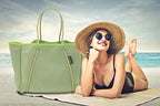 Neoprene Multipurpose Beach Bag Tote with Inner Zipper Pocket … … … (Green / X-Large)