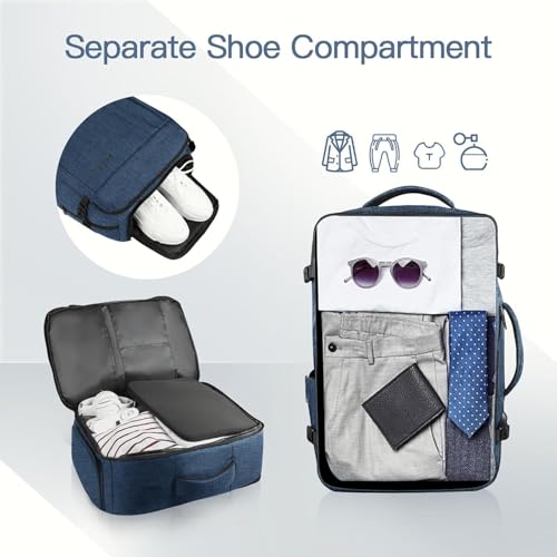55L Extra Large Travel Backpack for Men (Blue / 3X-Large(22"x14"x10"))