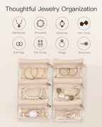 Jewelry Organizer with Clear 6 Velvet Bags (6PCS-Pink)