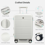 24 Inch Luggage with Spinner Wheels (Smoke White / 24 Inch EXT)