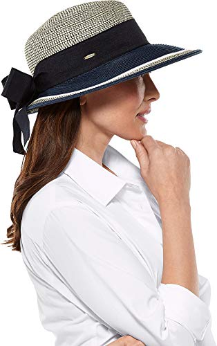 Women's Sun Hat with Ribbon (One Size / Navy/White Colorblock)