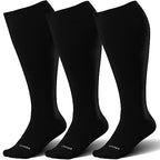 Plus Size Compression Socks for Women&Men Wide Calf 15 (3 Pair-black / XX-Large)