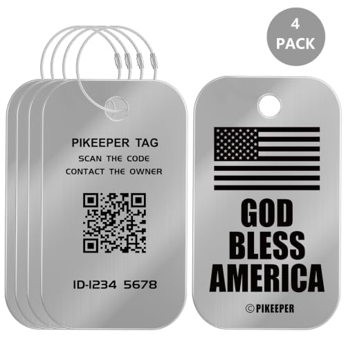 US American Flag Smart Luggage Tags 4 (Silver)