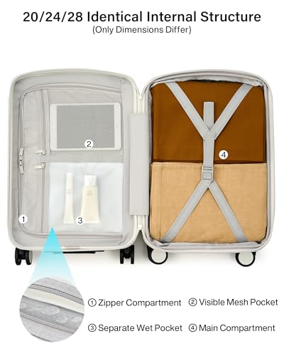 Checked Luggage 24 Inch Expandable Medium Suitcase with Wheels (Smoke White / 24 Inch EXT)