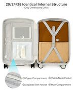 Checked Luggage 24 Inch Expandable Medium Suitcase with Wheels (Smoke White / 24 Inch EXT)