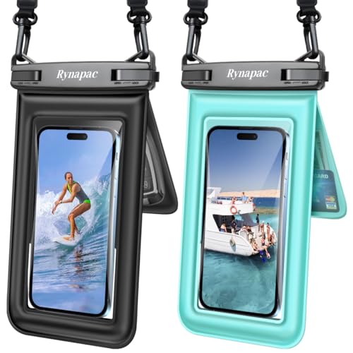 Double Space Floating Waterproof Phone Pouch [Up to 8.5''] (Black & Green)
