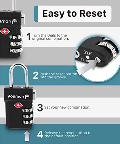 TSA Approved Luggage Locks (3 Digit T Series Black 2 Pack)