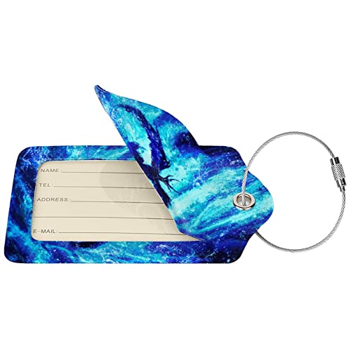 Set of 2 Dragon Luggage Tags for Suitcases Travel (Luggage Tag - Blue Dragon)
